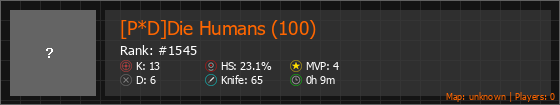 [P*D]Die Humans (100) Stats Banner