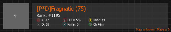 [P*D]Fragnatic (75) Stats Banner