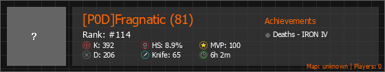 [P0D]Fragnatic (81) Stats Banner